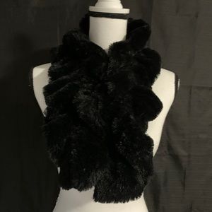 Black fluffy winter scarf